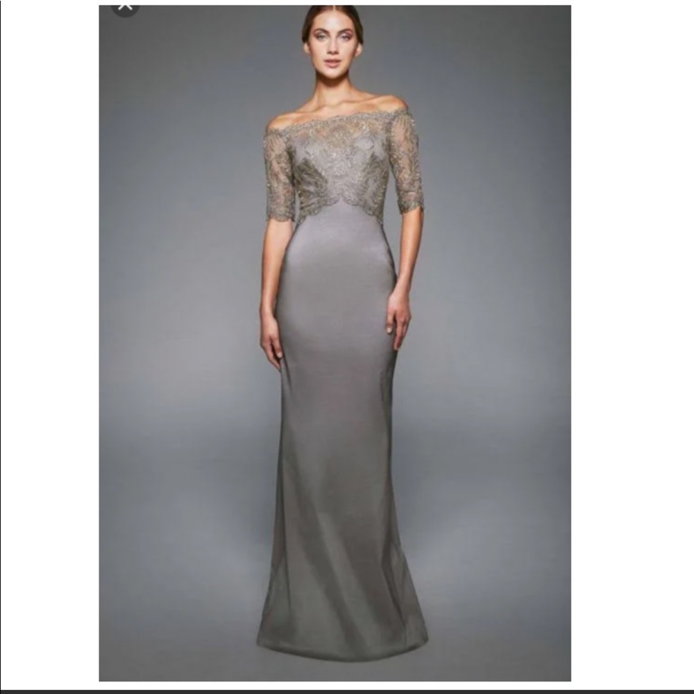 NWT TADASHI SHOJ WINSTON OFF-THE.
SHOULDER TAFFETA GOWN - Picture 2 of 16